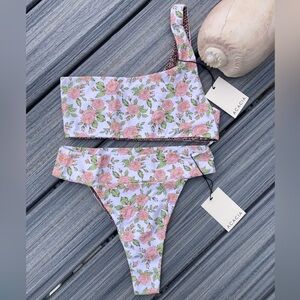 ACACIA Set - Celine One Shoulder Bikini Top and Mateo Bottoms in Rosie - S/M